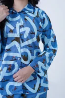 Blue Cotton Beech Printed PJ Set for Women