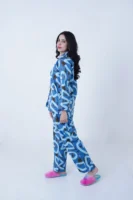 Blue Cotton Beech Printed PJ Set for Women