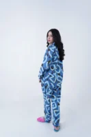 Blue Cotton Beech Printed PJ Set for Women
