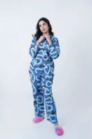 Blue Cotton Beech Printed PJ Set for Women